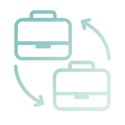 Business to Business Gradient Animated Gif Icon Two briefcases with two arrows, gradient animated gif icon