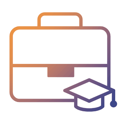 Internship Gradient Animated Gif Icon A briefcase and a graduation cap, gradient animated gif icon