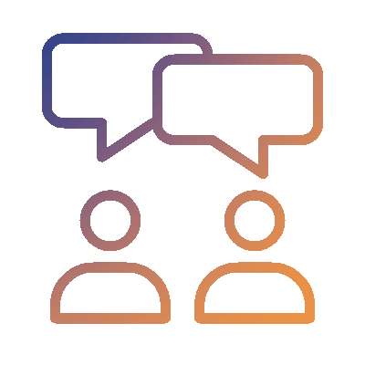 Consultation Gradient Animated Gif Icon Two people talking with speech bubbles above their heads, gradient animated gif icon